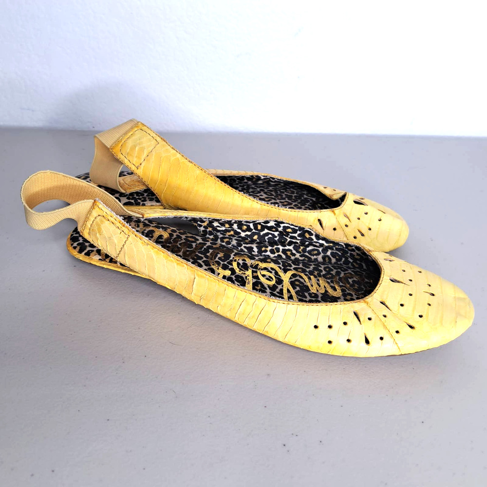 Sam Edelman Colette Flats Yellow Leather Sling Back Size 7.5M